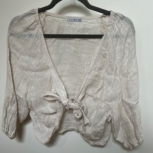 Linen Beige Wrap Tie Cover Up